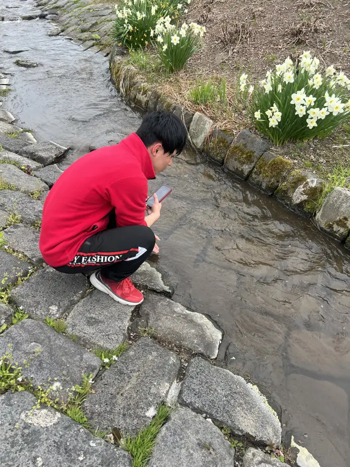 旭川の街で初めての外出撮影をする様子
